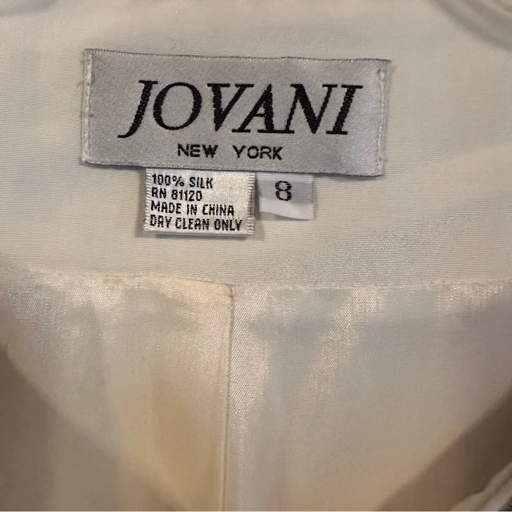 Jovani 100% Silk Beaded 3-Piece Evening Skirt Suit Light Cream Size 8